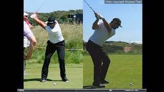 Jon Rahm golf swing  Long Iron faceon amp downtheline July 2017 [upl. by Sukramed567]