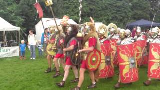 Roman Reenactment at the Amphitheatre in Caerleon Marching In [upl. by Galer]