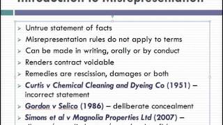 Misrepresentation Lecture 1 of 4 [upl. by Eeram]